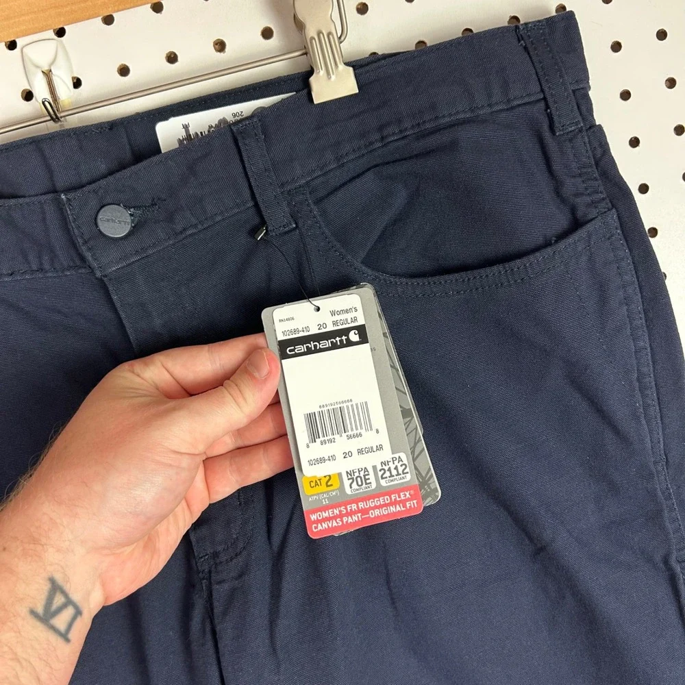 Carhartt Women FR Rugged Flex Canvas Pant 20 Navy Blue FR Regular 102689-410 NWT